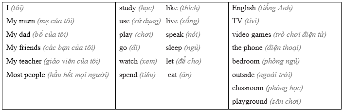 Tiếng Anh 7 Unit 1 Language focus - Present simple: affirmative and negative 6 1