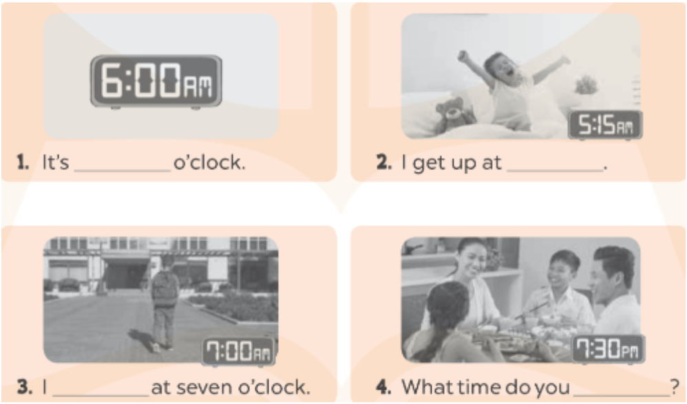 Unit 2. Time and daily routines - SBT Tiếng Anh 4 - Global Success 2 1